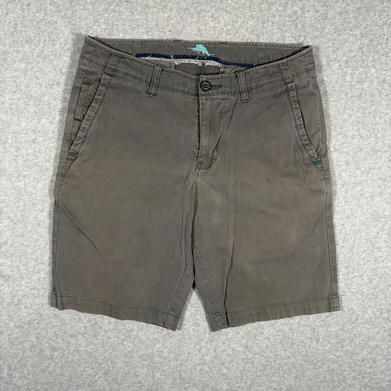 Tommy Bahama Flat Front Shorts Mens 30 Gray Cotton Blend Casual Chino